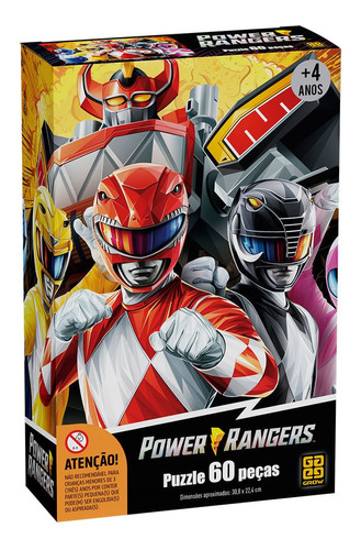 Puzzle 60 Peças Power Rangers Grow