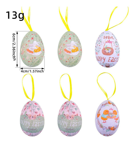 6 Unidades Adornos De Huevos De Pascua Colgantes Huevos De S