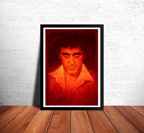 Scarface Tony Montana Alpacino 1 Cuadro 33×48cm Marco Negro