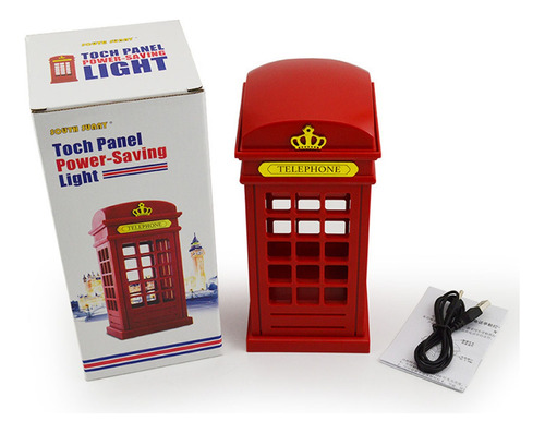 Usb Luz De Noche, Lámpara De Escritorio Retro Phone Booth