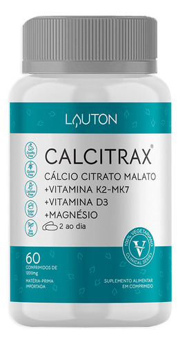 Calcitrax Cálcio Citrato Malato 60 Comp. - Lauton Nutrition