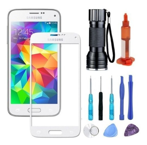 Para Samsung S5 Blanco Pantalla Exterior Delantero Cristal R