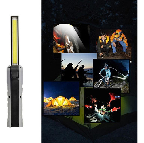 Luz De Trabajo Usb Portátil Plegable 4 Modos Cob Linterna