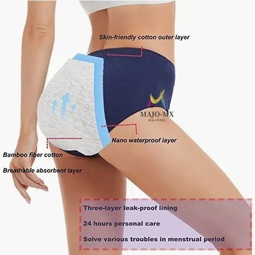 Imagen 4 de 10 de Calzones Menstruales Antiderrames Reutilizables De 3 Piezas