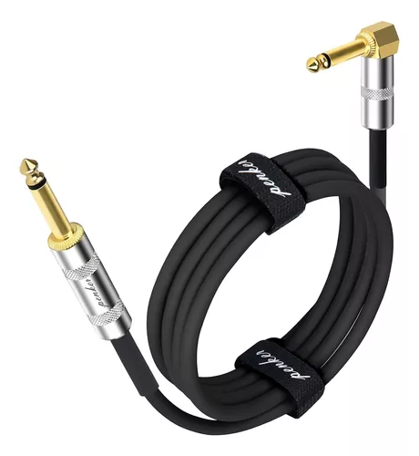 Cable de guitarra de 1/4 de pulgada de 10 pies recto a ángulo recto de 1/4  de pulgada de 0.250 in, cable de instrumento para teclado de bajo, cable de