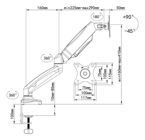 Soporte Hidraulico Sker Ss-1032m De Mesa Para Tv/monitor 13 A 32 Negro