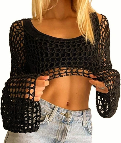 Blusa Top Red Mangas / Sleeves  Crochet / Tendencia 