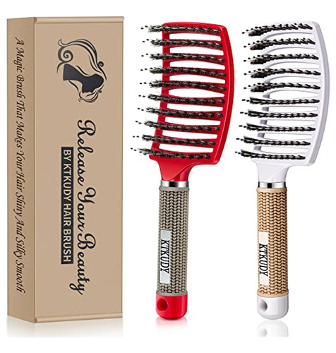 Detangling Brush Boar Bristles Set Ktkudy Hair Brush Curved