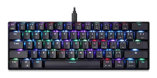 Imagen 1 de 3 de Teclado gamer Motospeed CK61 QWERTY Outemu Blue inglés US color negro con luz RGB