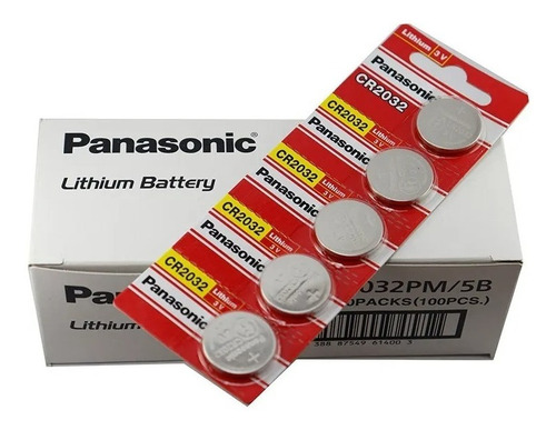 100pilas Cr2032 Panasonic 3v Litio P/ Luces Alarmas