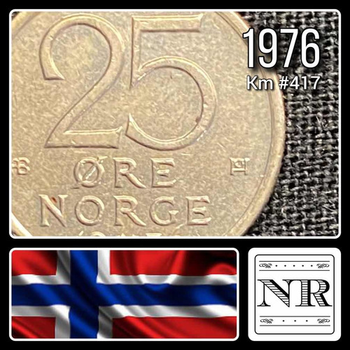 Noruega - 25 Ore - Año 1976 - Km #417 - Monogramas Coronados