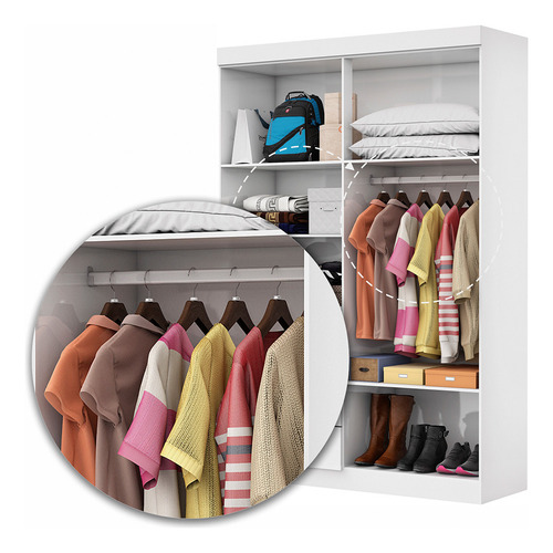 Guarda-roupa Casal Modulado 5 Pts Hercules 4 Pts 4 Gav C/esp Cor Branco