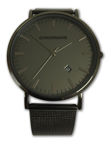 Reloj Cronos Tempus Fecha Acero Inox Ultra Fino Resist Agua