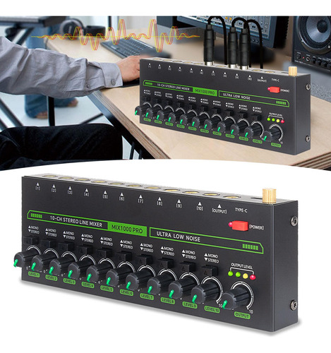 Mixer De Áudio 10 Entradas Mixer De Linha Estéreo