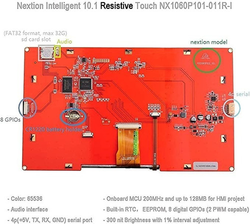 Pantalla Táctil Nextion Intelligent 10.1 Nx1060p101-011r-i