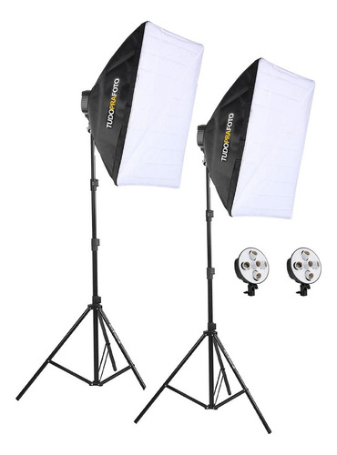 Kit Para Estúdio 2 Softbox 50x70 Soquete 5 Lâmpadas + Tripé