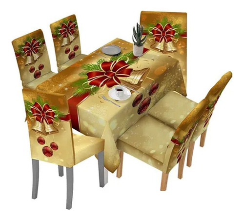 6 Fundas For Sillas De Comedor Navideñas Y Manteles Rectang