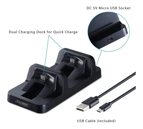 Imagen 8 de 10 de Base Cargador Doble Para Joystick Ps4 Alternativo