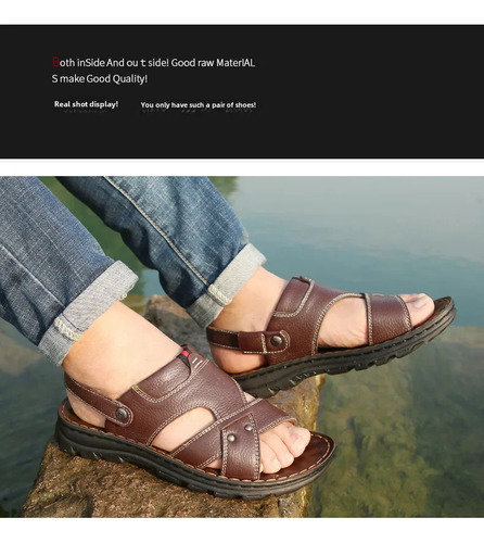 Sandalias De Playa De Cuero Para Hombre Antideslizantes Y Tr