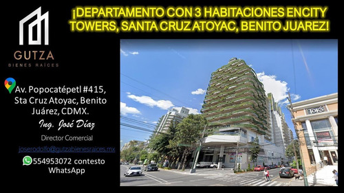 Imagen 1 de 25 de ¡vendo Departamento Con 3 Habitaciones En City Towers, Santa Cruz Atoyac, Benito Juarez!