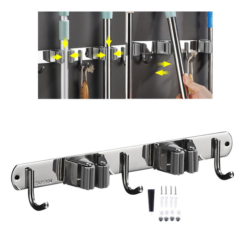 2 Piezas De Soporte Para Escoba Y Fregona, 2 Clips