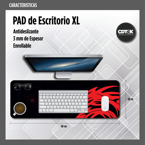 Pad Grande Xl 90x28cm Bigg Gamer Mouse Y Teclado