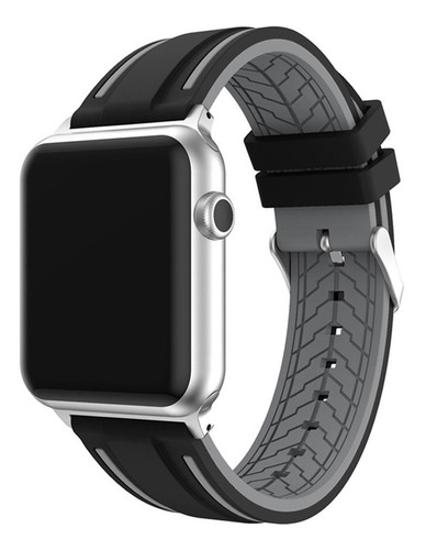 Extensible Silicon Ergo For Apple Watch 44/42/40/38mm S12345 Ancho De La Correa 40 Mm Color Negro/gris