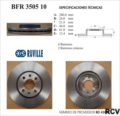 Disco Frenos Delantero Para Renault Megane Ii   2006