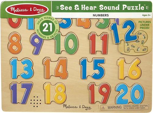 Melissa Doug Numbers Round Puzzle - Rompecabezas De Madera C