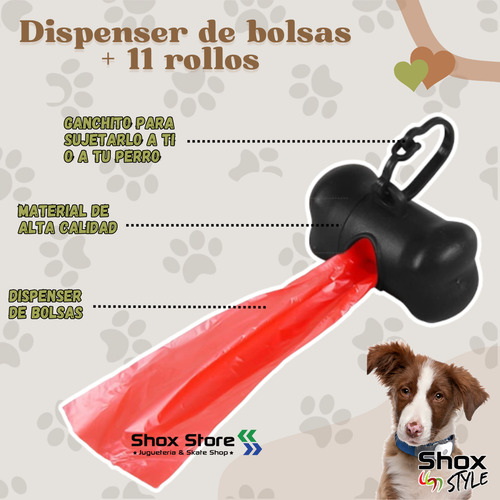 Huesito Porta Bolsa Sanitaria Correa Perro + 10 Repuestos