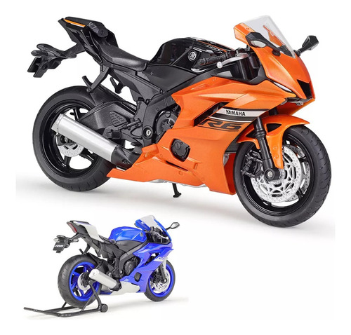 Welly Yamaha Yzf R6 Miniatura Metal Moto Con Soporte 1/12