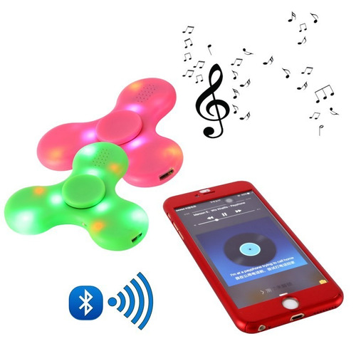 Finget Spinner Bluetooth Parlante Antiestres Led Musica Moda