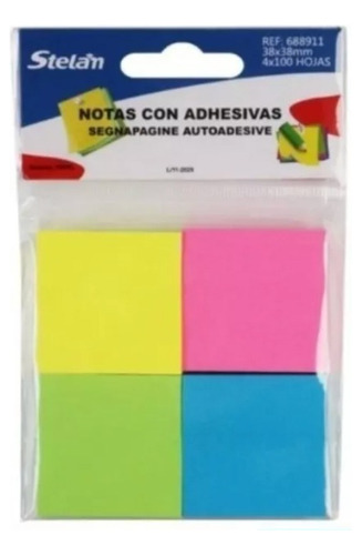 Set 4 Notas Adhesivos Marcadores Post It Neon Papel