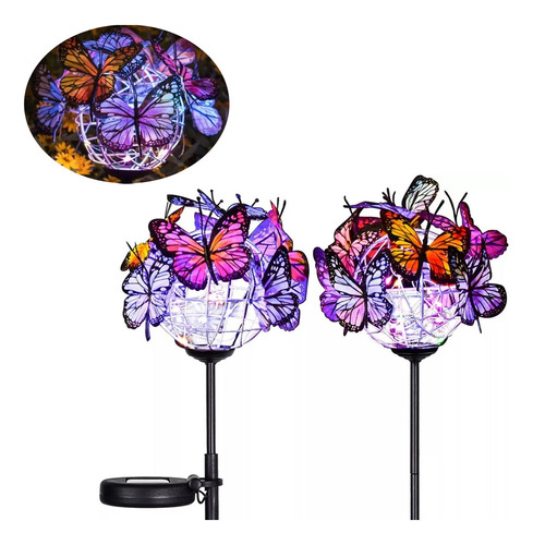 Luz Decorativa Led Solar Esférica Con Forma De Mariposa De 2