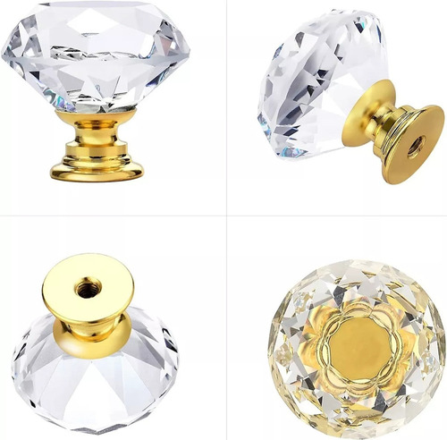 Perilla Cajón Jaladera Cristal Forma Diamante 30mm 5 Piezas