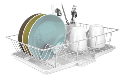 Home Basics 3piece Dish Drainer Conjunto Blanco