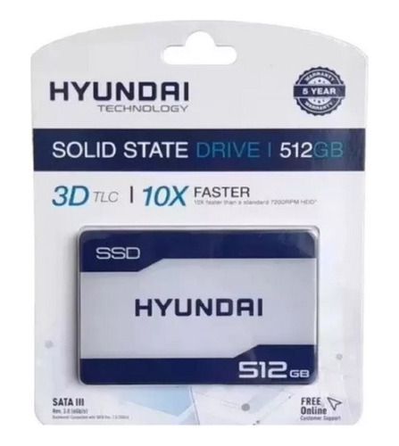 Disco Duro Solido Hyundai 512 Gb Ssd 2.5 Sata 3 6gb/s 