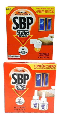 Kit Repelente Elétrico Sbp C/ 1 Apararelho + 3 Refis 35ml Cd