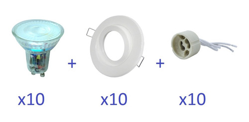 Pack X10 Spot Pvc Blanco + Dicro Led Sica 4w Frio / Calido