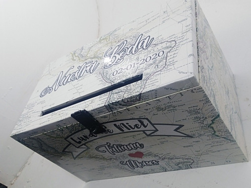 Imagen 4 de 9 de Buzon Alcancia Mapa Luna De Miel Para Casamiento