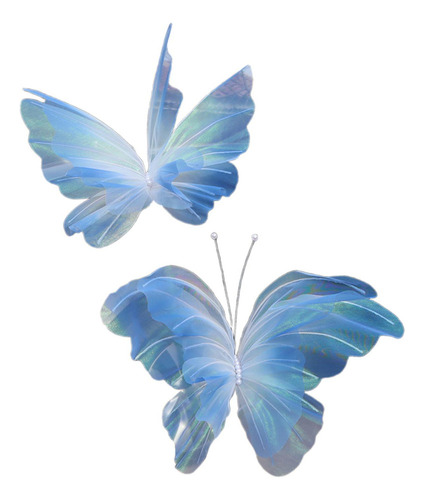 2x Mariposa Artificial Decoración Mariposa Mariposa Azul Y