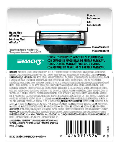 Gillette Mach3 Repuestos Para Afeitar Con Hojas Afiladas 2pz