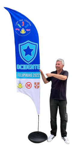 Wind Banner Dupla Face Fly Flag 3m Kit Completo Arte Grátis