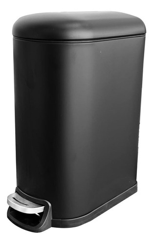 Bote De Basura Metálico 10l Negro Con Pedal