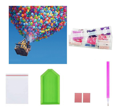 Kit De 5d Diamond Painting Pintura Diamante - Casita Globos