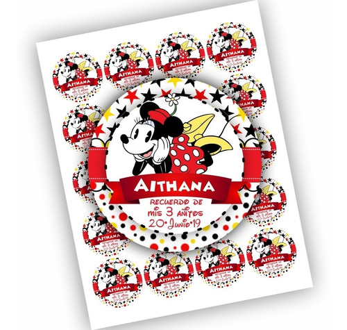 5 Planillas Con 100 Stickers De Minnie Mouse Personalizados