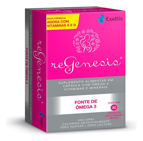 Suplemento em softgels Exeltis  Regenesis ômega 3 Regenesis em caixa de 54g 30 caps