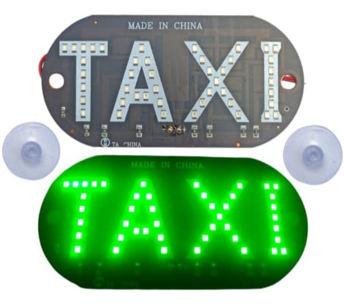 Aviso Led Taxi Con Sus Chupones Luz Verde