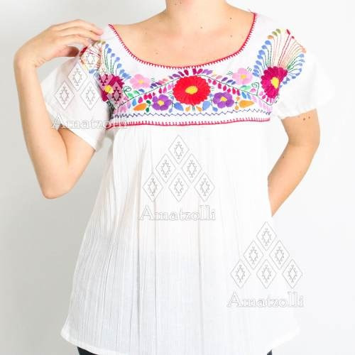 Lote 6 Blusas Artesanales Mexicana Con Bordados Típicos