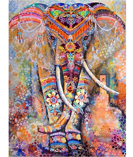 Bordado Pintura Diamante - 5d Diy Elefante Hindú 40x50